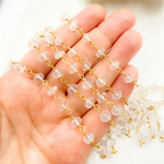 Rose Quartz Gold Plated 925 Sterling Silver Wire Chain